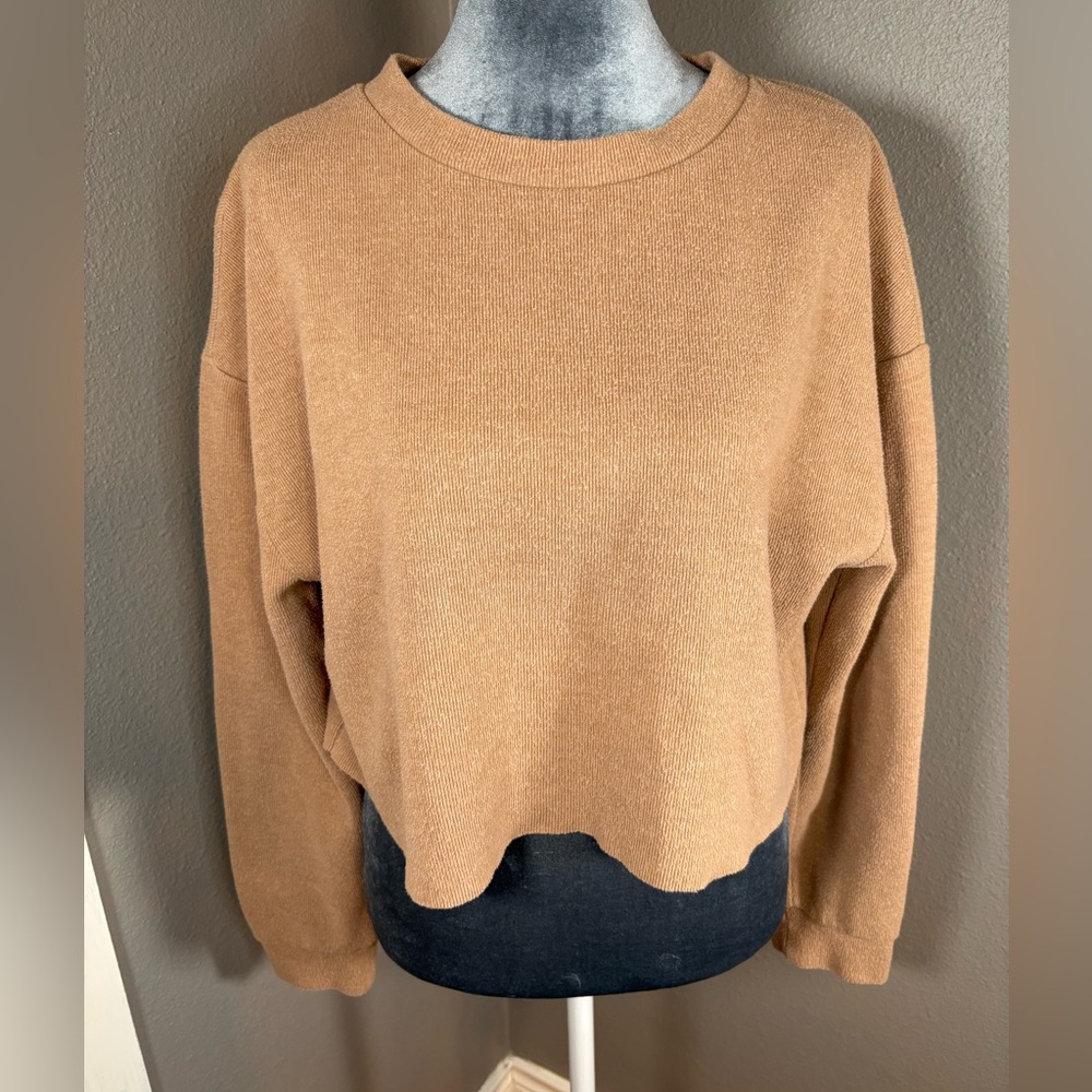 ZARA Cropped Oversized Top Size M Tan